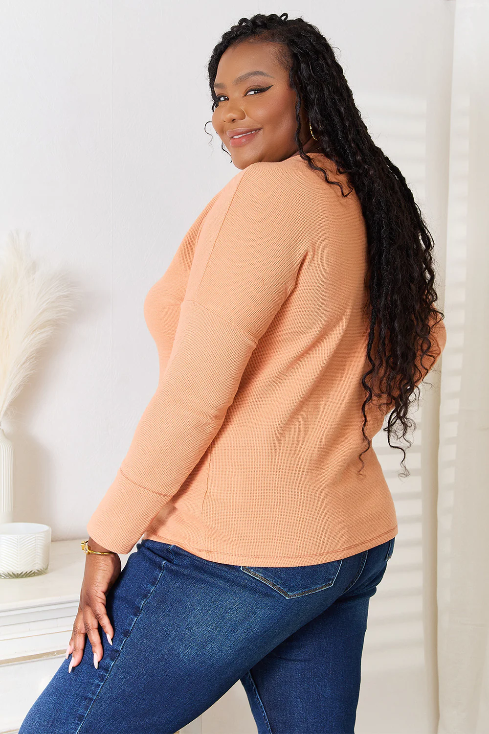 Basic Bae Half Button Long Sleeve Top - Image 2