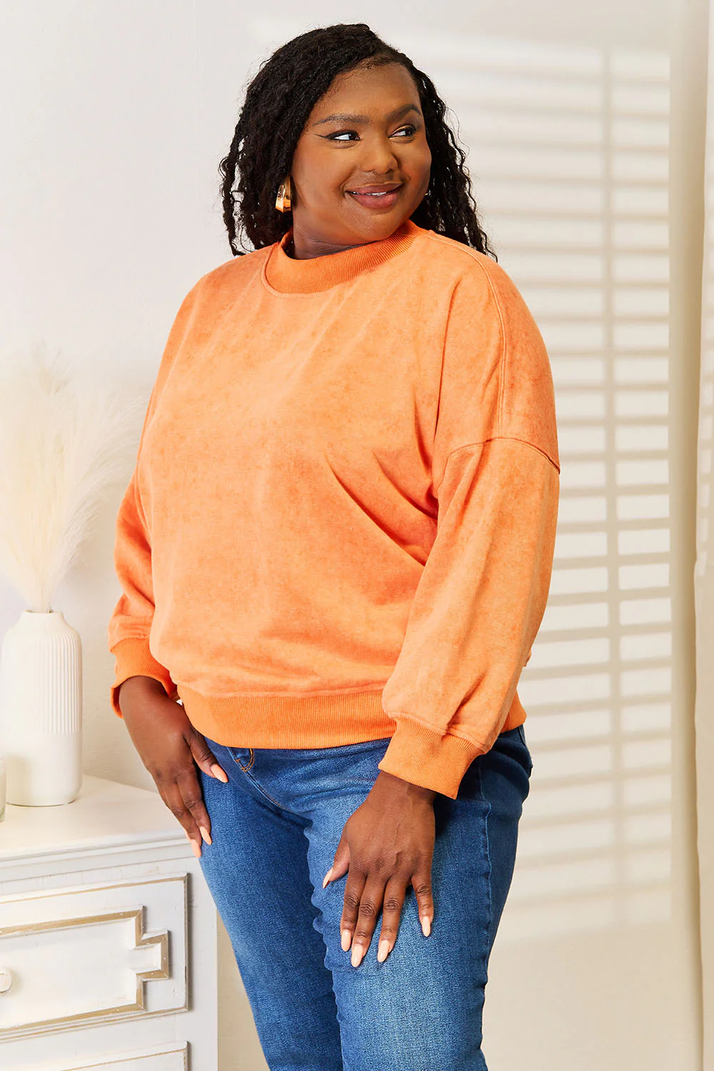 Basic Bae Round Neck Dropped Shoulder Sweatshirt - Image 5