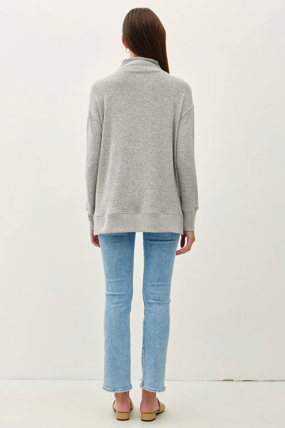 Be Cool Side Slit Mock Neck Long Sleeve Tunic Top - Image 3
