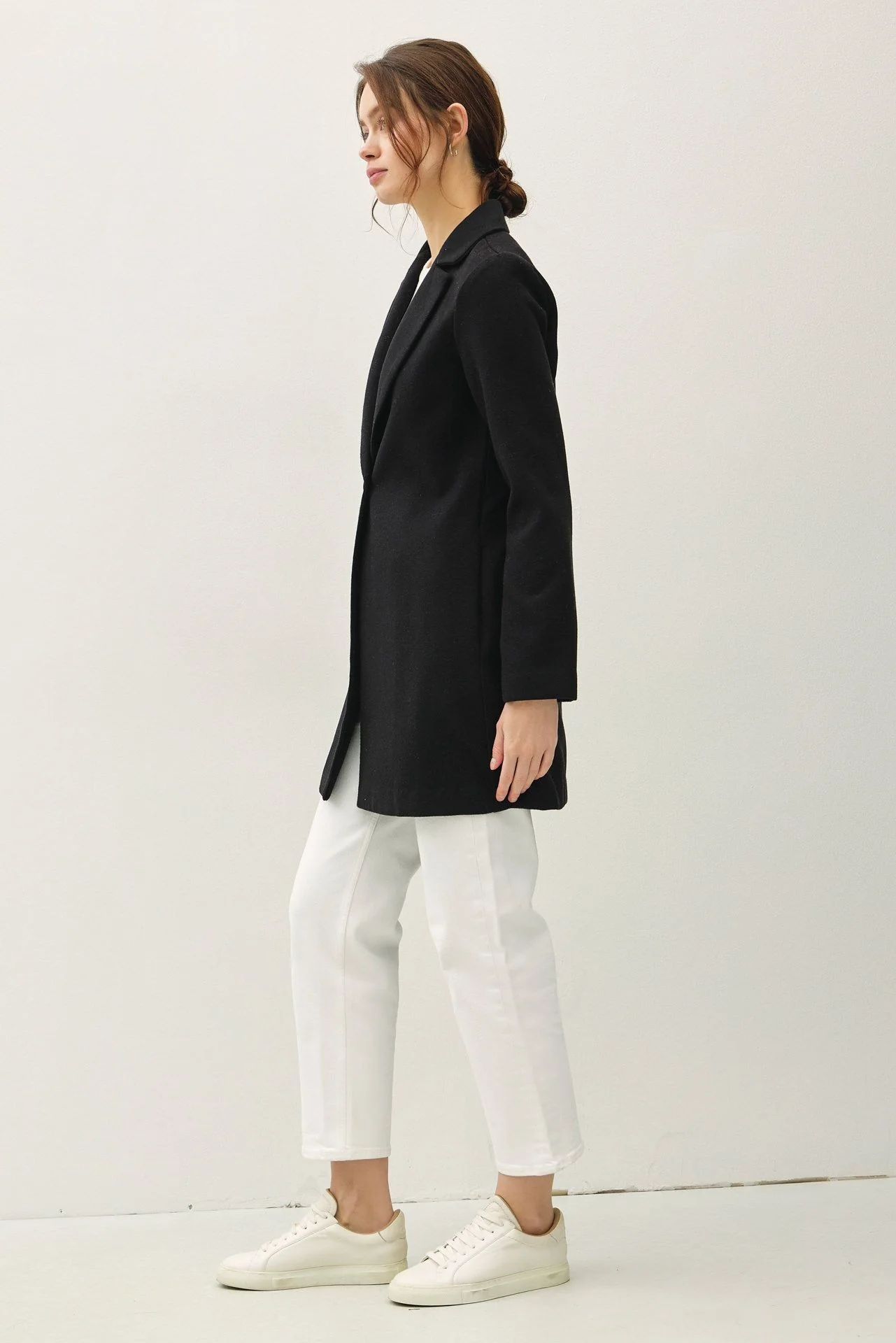 Be Cool Single Button Long Sleeve Coat with Pockets - Image 3