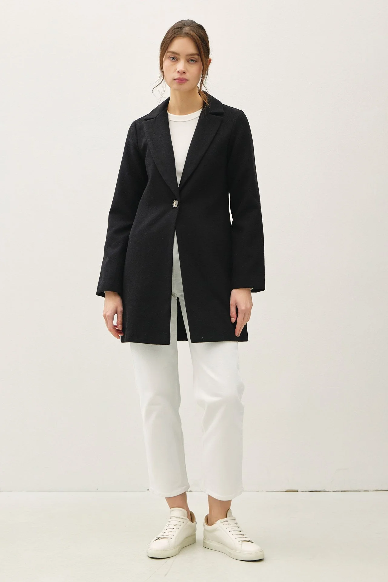 Be Cool Single Button Long Sleeve Coat with Pockets - Image 4