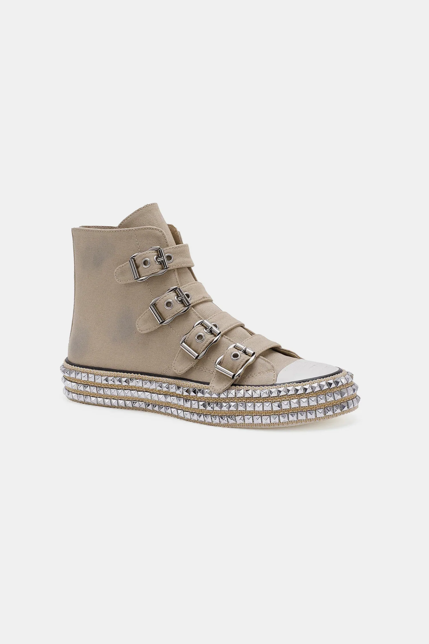Beast Fashion Multi-Buckle Straps Studded Platform Sneakers - Image 3