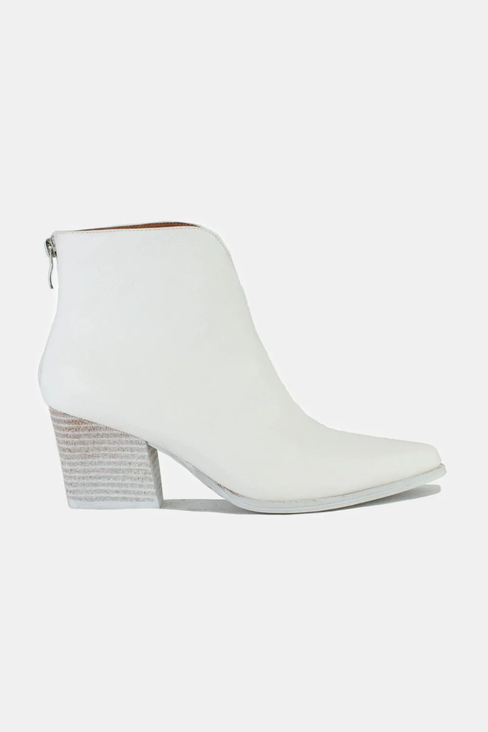 Beast Fashion PU Leather Block Heel Boots with Back Zippers - Image 2