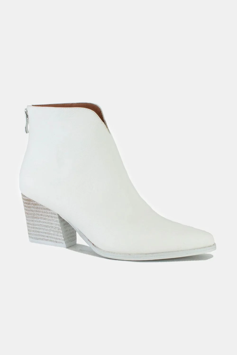 Beast Fashion PU Leather Block Heel Boots with Back Zippers - Image 3