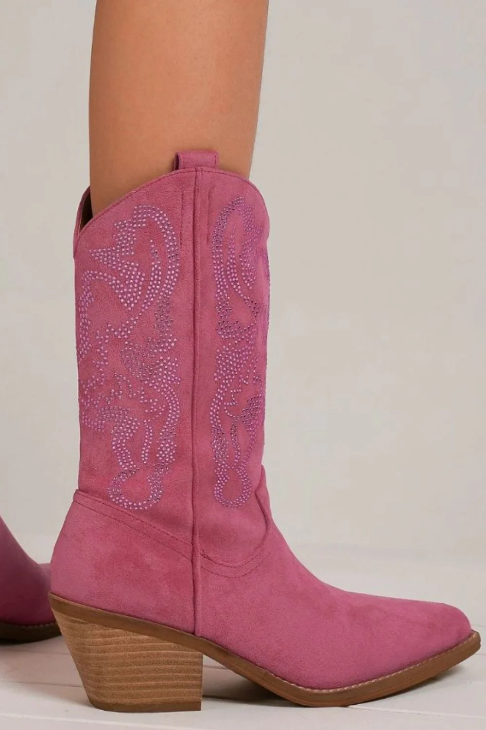 Beast Fashion Rhinestone Detail Point Toe Boots - Image 2