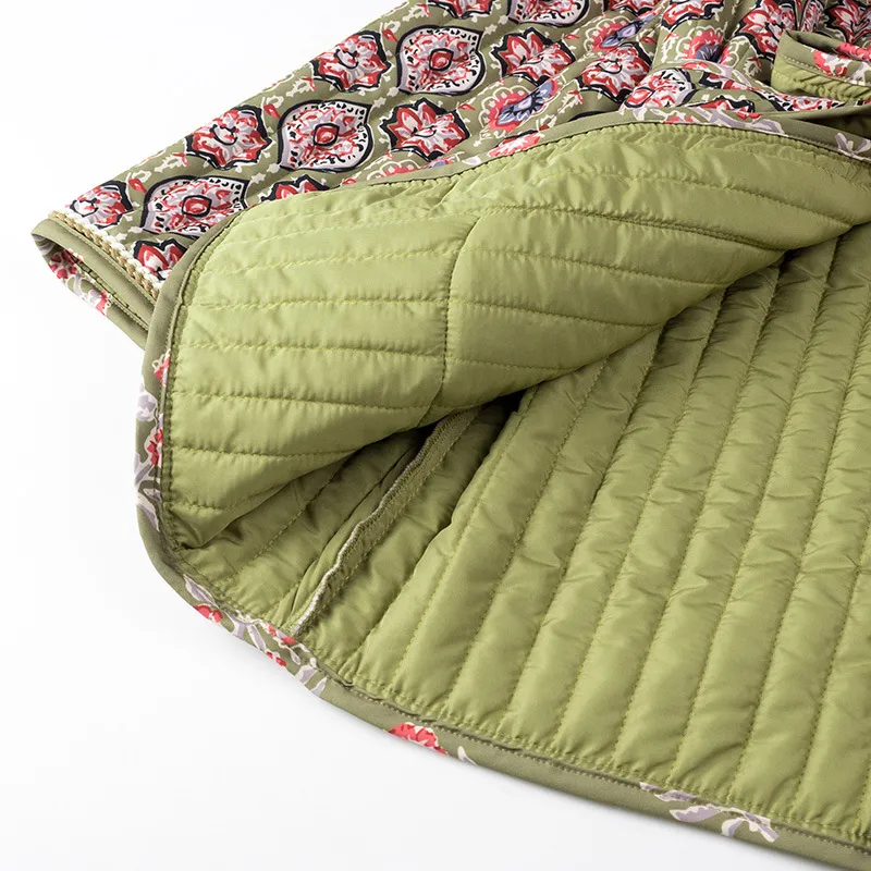 Belted Open Front Floral Winter Coat - Image 12