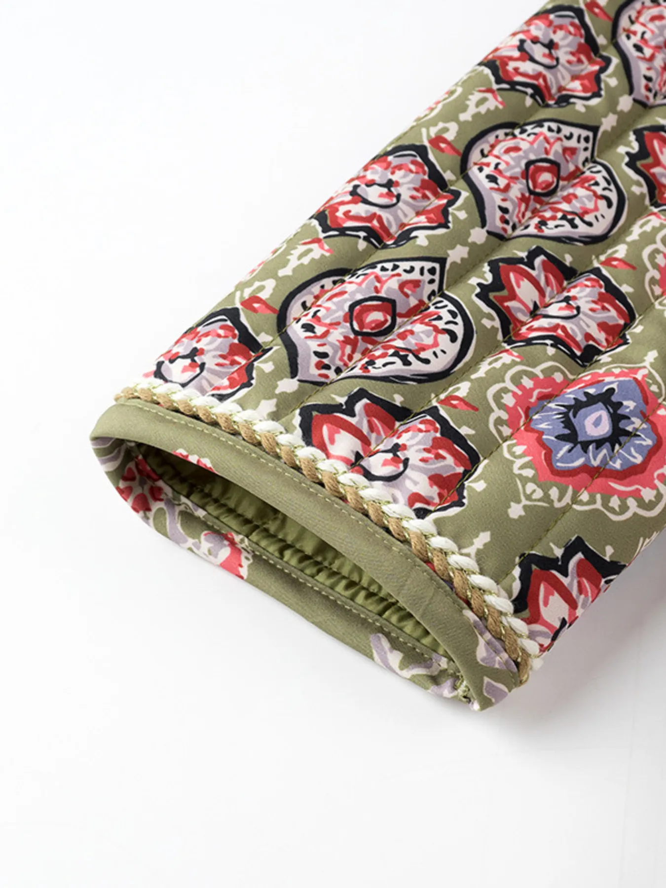Belted Open Front Floral Winter Coat - Image 13