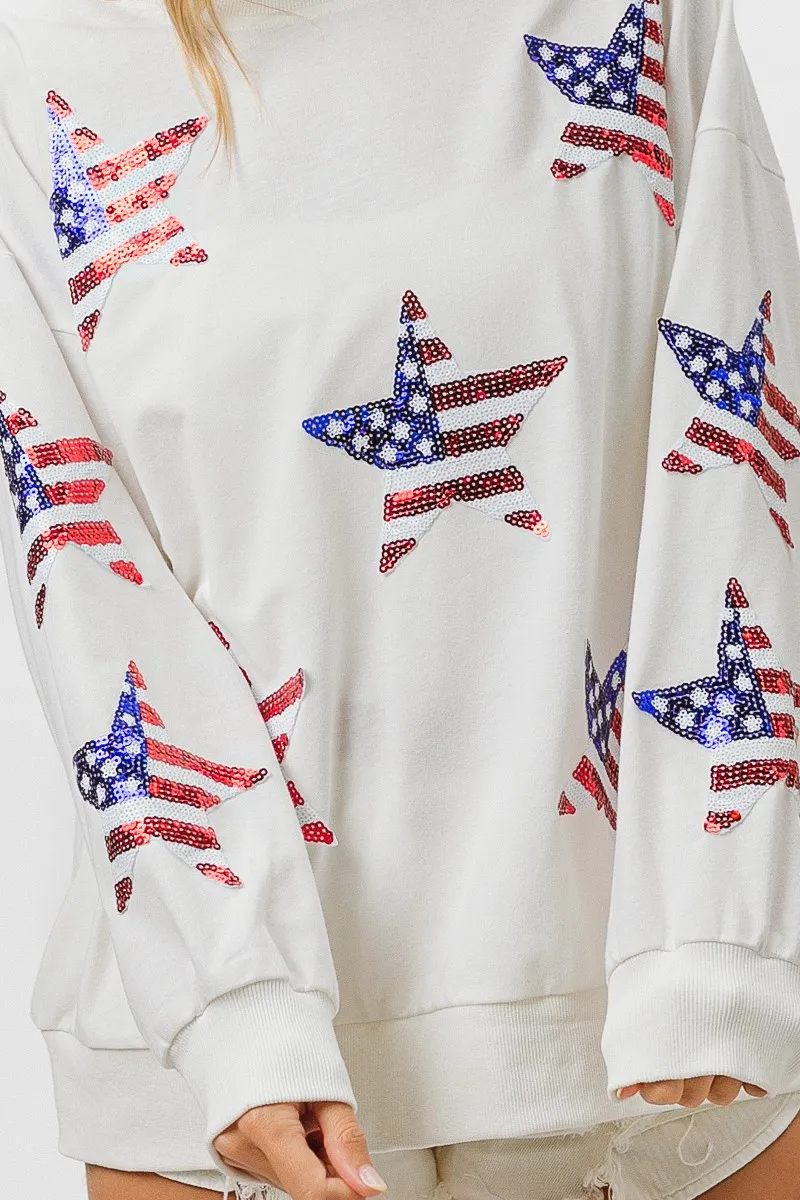 BiBi American Flag Sequin Star Sweatshirt - Image 10