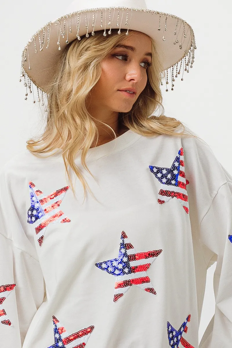 BiBi American Flag Sequin Star Sweatshirt - Image 8