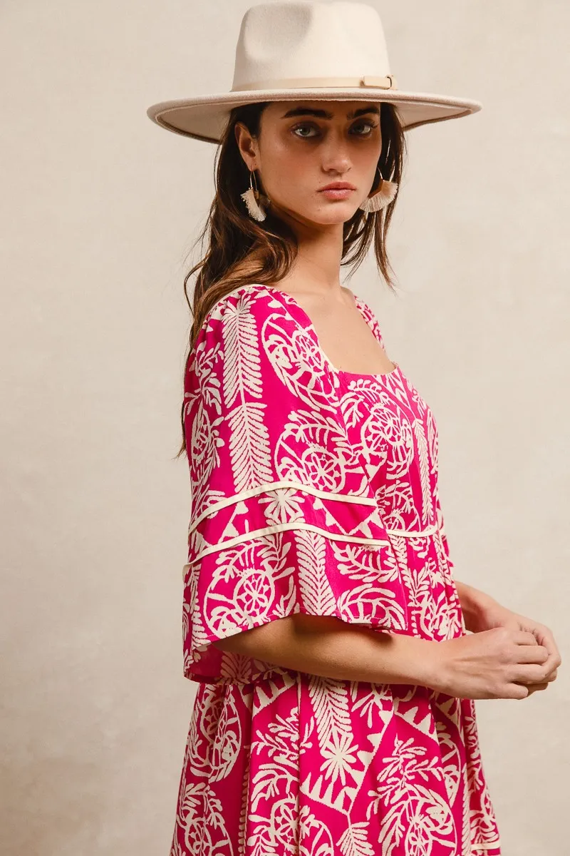 BiBi Aztec Woven Printed Contrast Binding Dress - Image 12