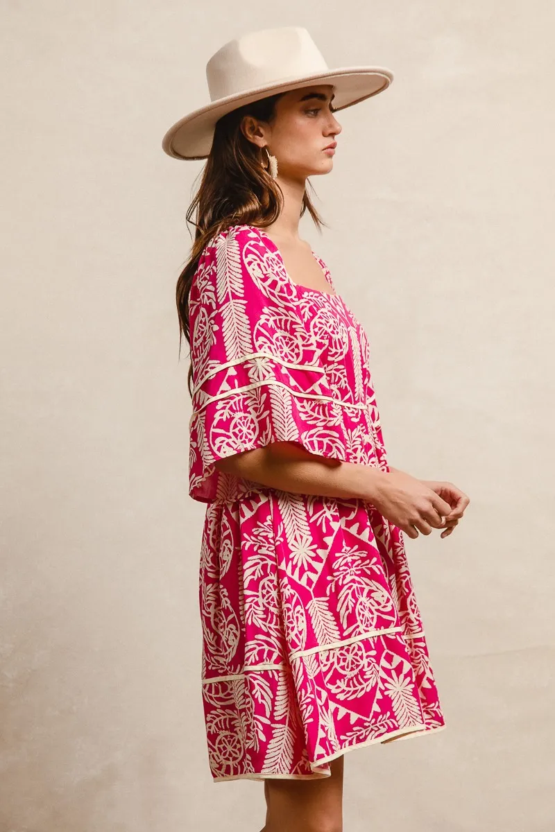 BiBi Aztec Woven Printed Contrast Binding Dress - Image 6