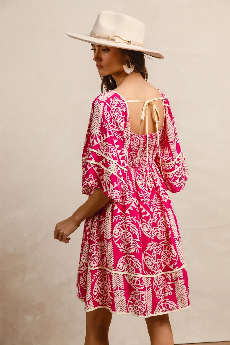 BiBi Aztec Woven Printed Contrast Binding Dress - Image 7