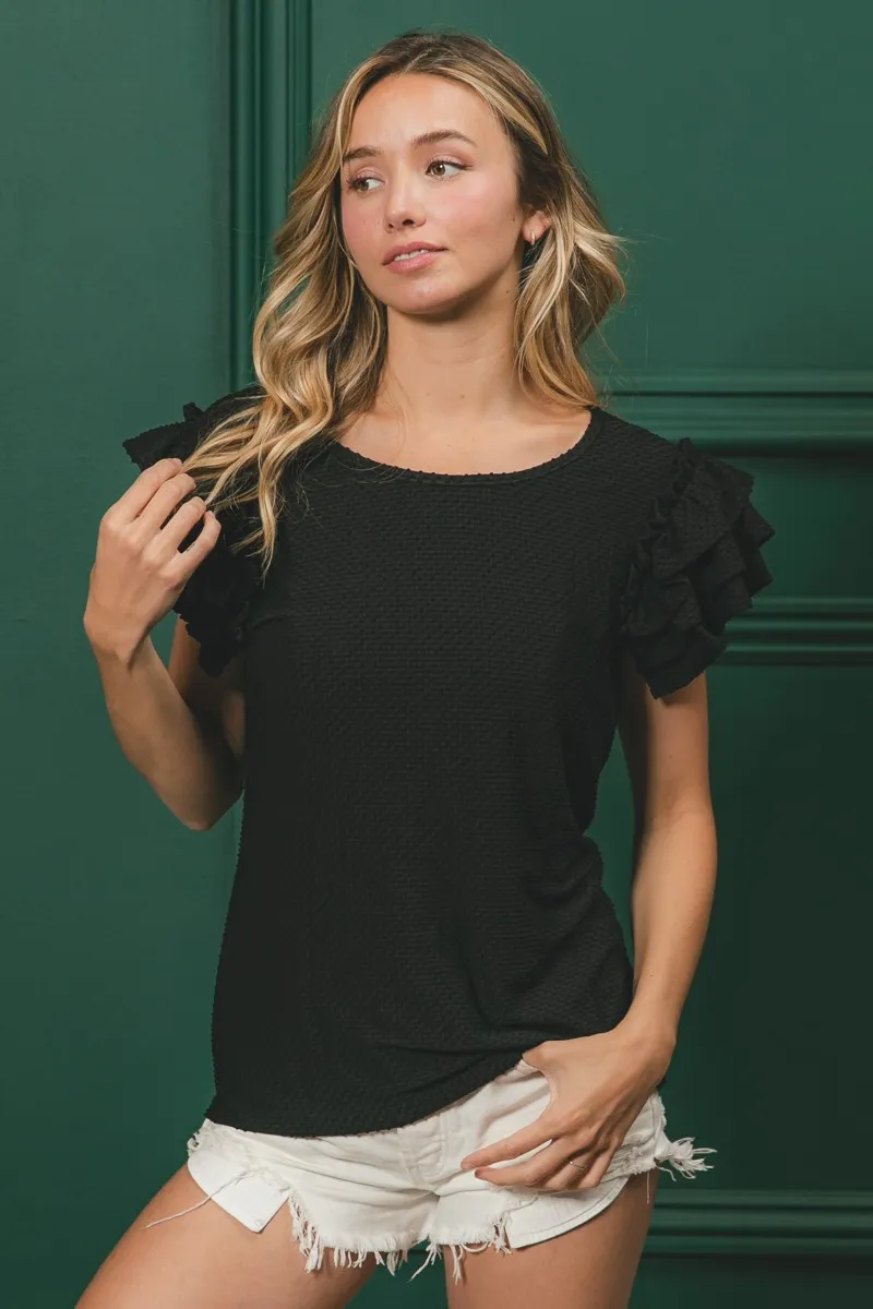 BiBi Birdseye Texture Layered Ruffle Top - Image 2