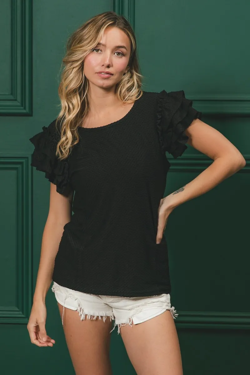 BiBi Birdseye Texture Layered Ruffle Top - Image 5