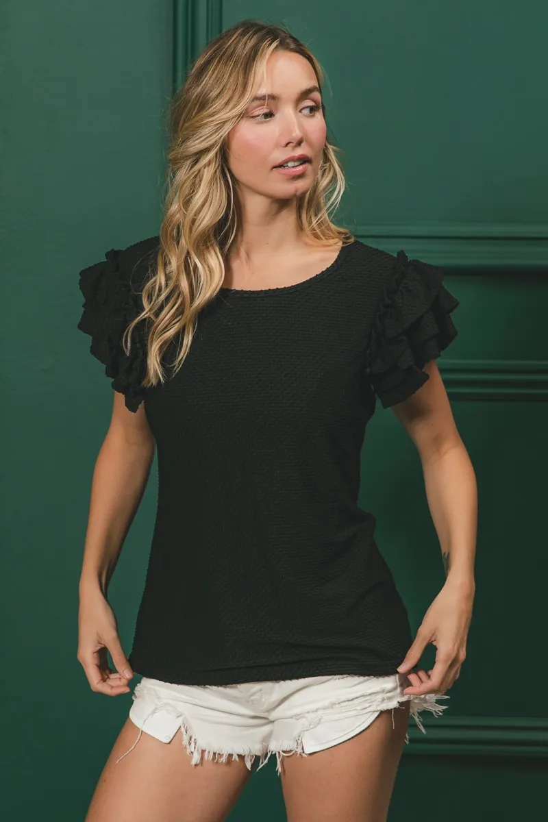 BiBi Birdseye Texture Layered Ruffle Top - Image 6