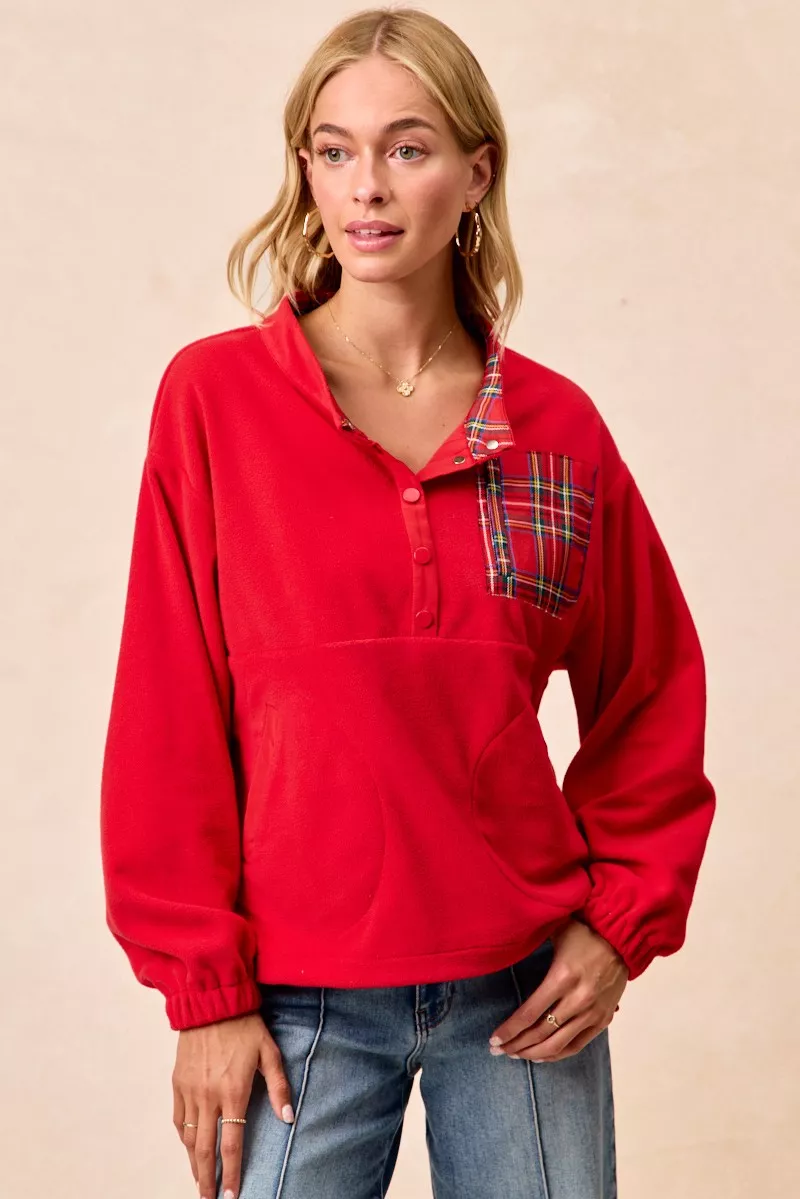BiBi Christmas Theme Fleece Buttoned Top with Pockets - Image 6