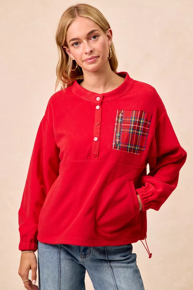 BiBi Christmas Theme Fleece Buttoned Top with Pockets - Image 7