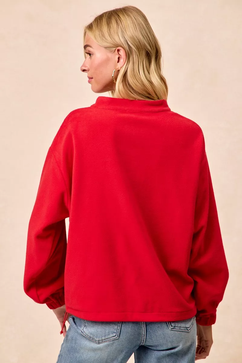 BiBi Christmas Theme Fleece Buttoned Top with Pockets - Image 8