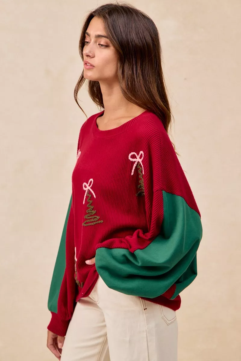 BiBi Christmas Theme Tree Embroidered Sweater - Image 10