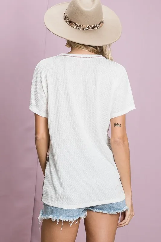 BiBi Colr Block Waffle Knit Top - Image 3