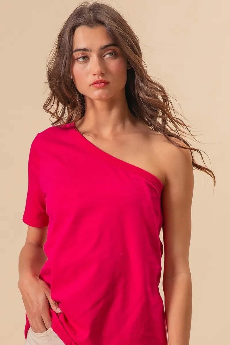 BiBi Cotton Span Knit One Shoulder Top - Image 3
