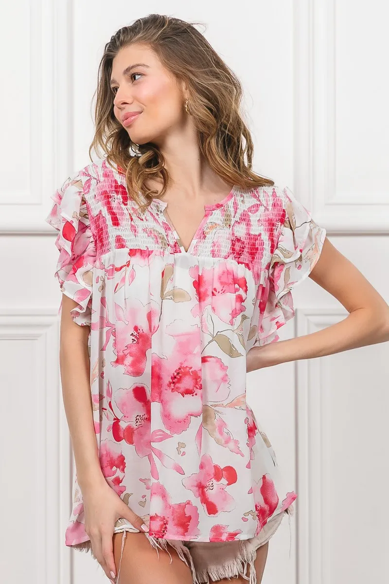 BiBi Floral Print Flutter Sheer Top - Image 17