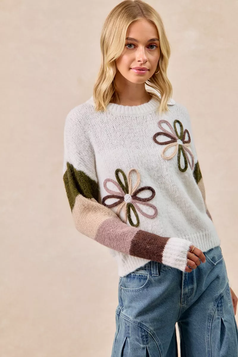 BiBi Flower Color Block Sweater - Image 10