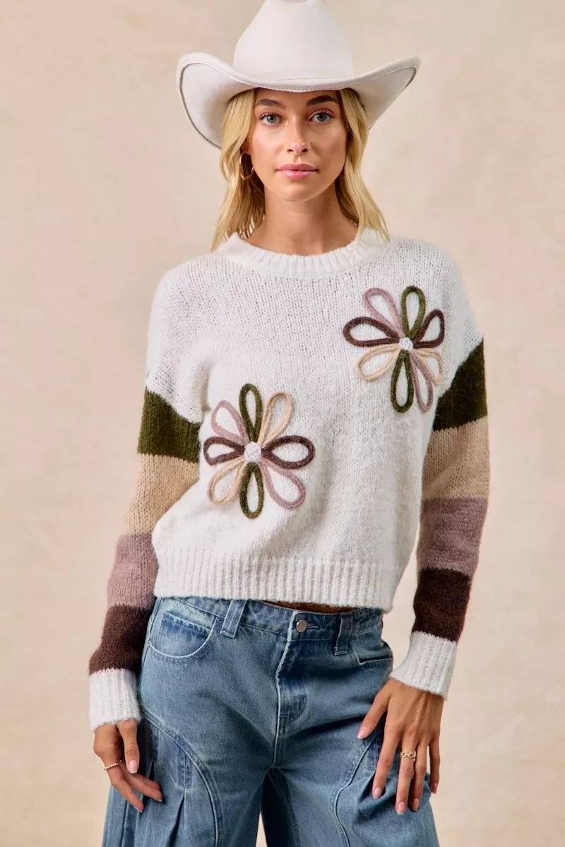 BiBi Flower Color Block Sweater - Image 11