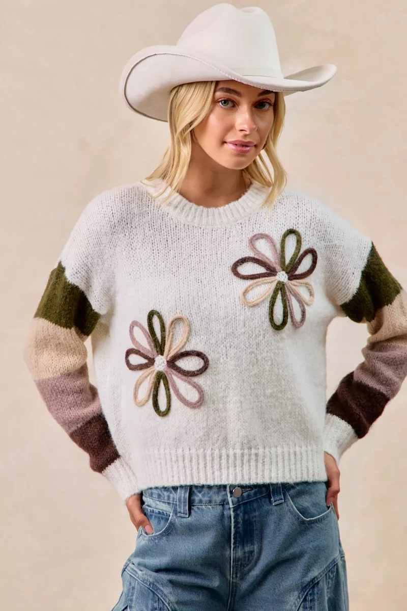 BiBi Flower Color Block Sweater - Image 4