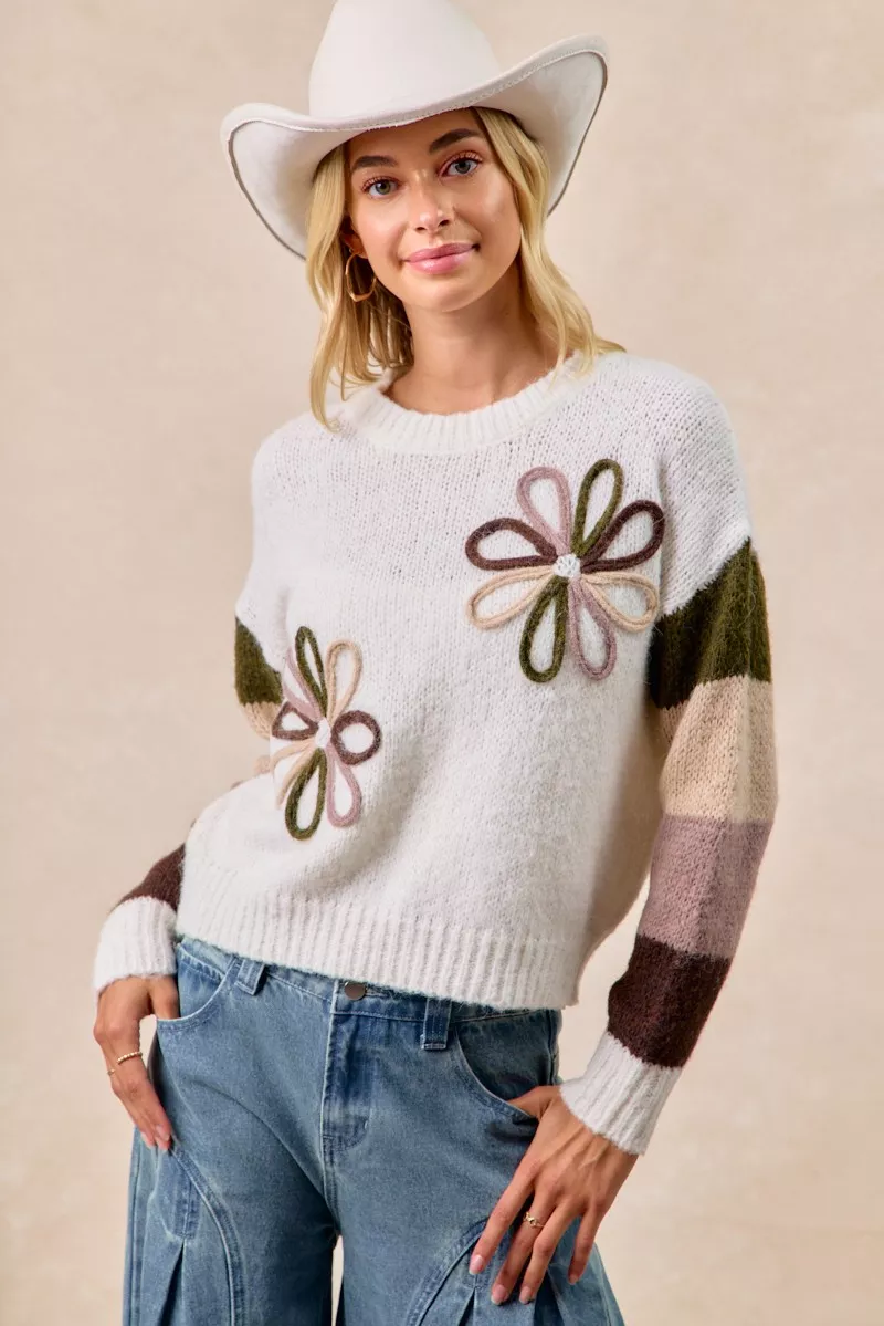 BiBi Flower Color Block Sweater - Image 5