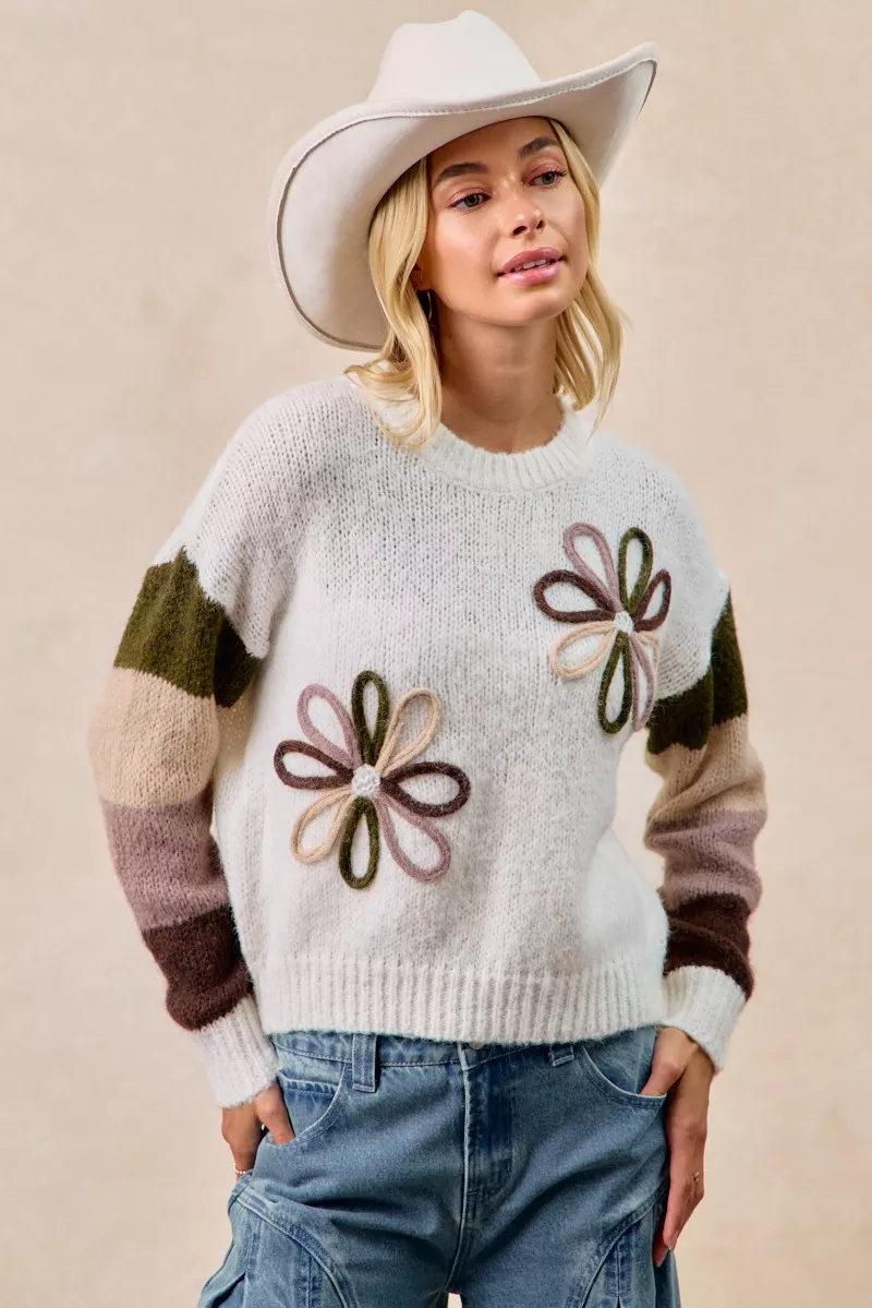 BiBi Flower Color Block Sweater - Image 6