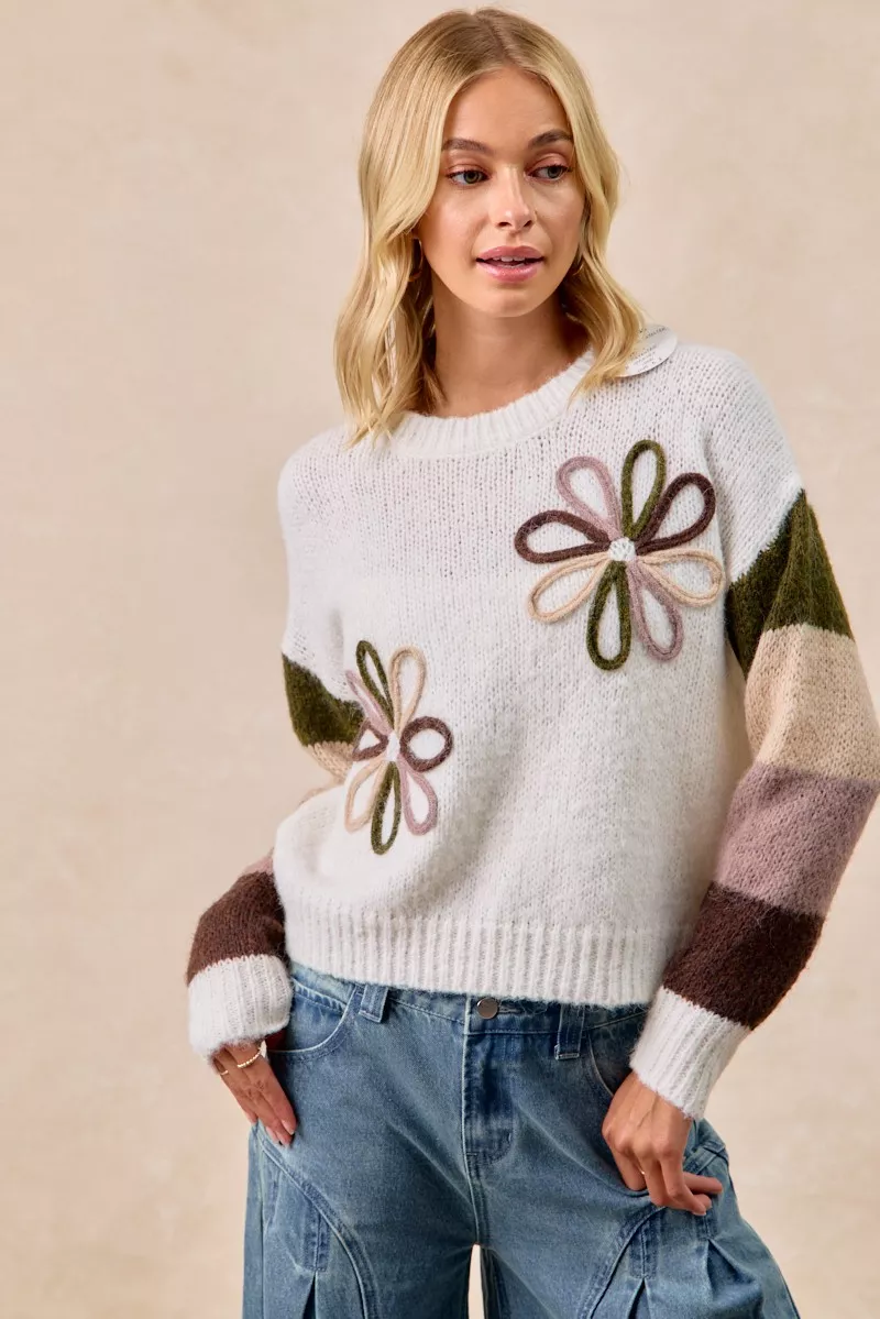 BiBi Flower Color Block Sweater - Image 7