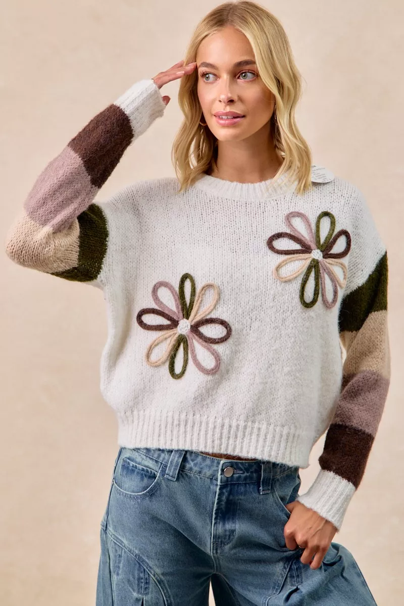 BiBi Flower Color Block Sweater - Image 8