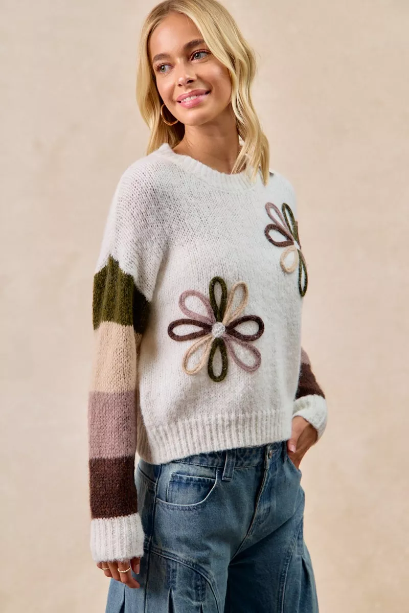 BiBi Flower Color Block Sweater - Image 9