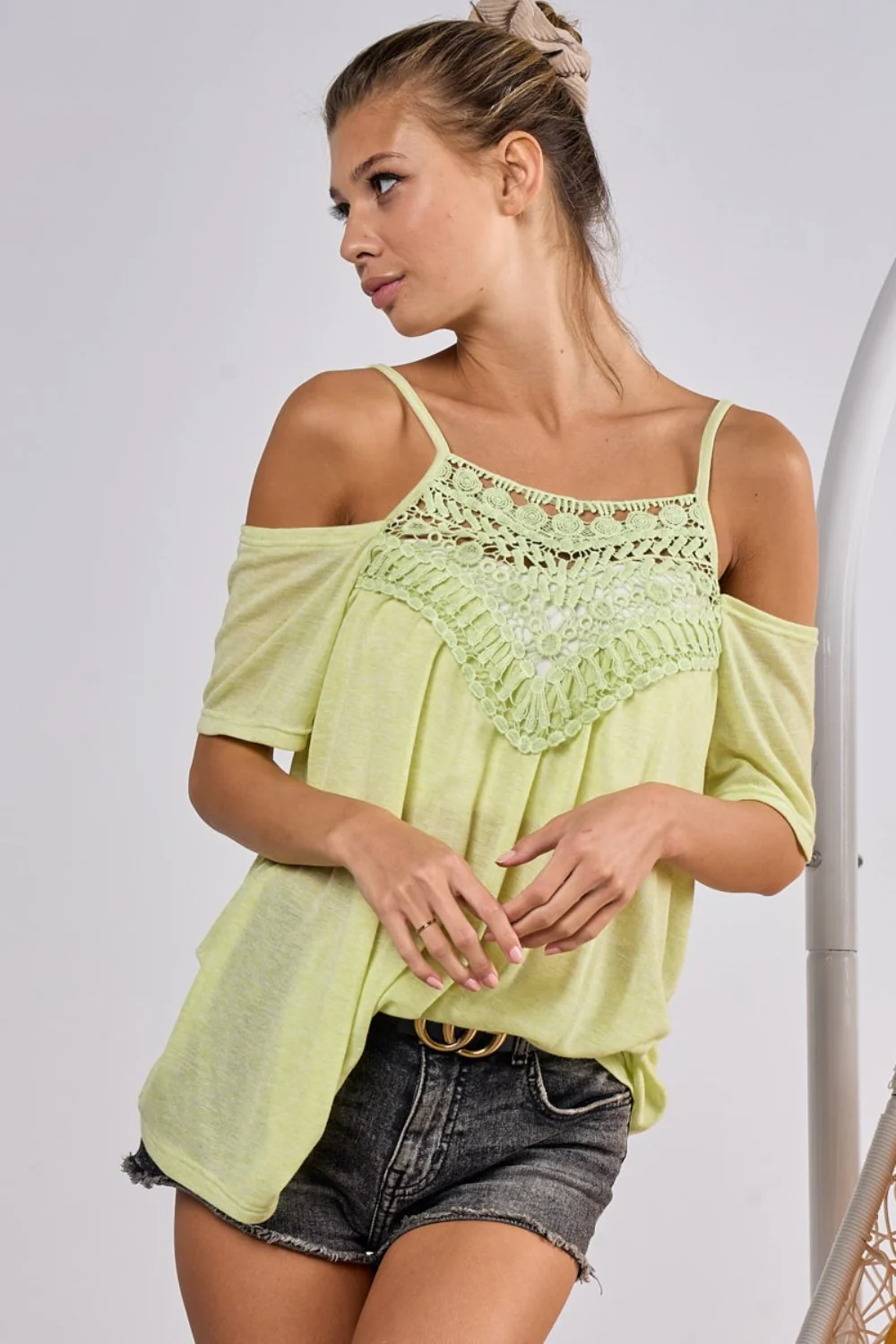 BiBi Front Crochet Lace Adjustable Strap Top - Image 4
