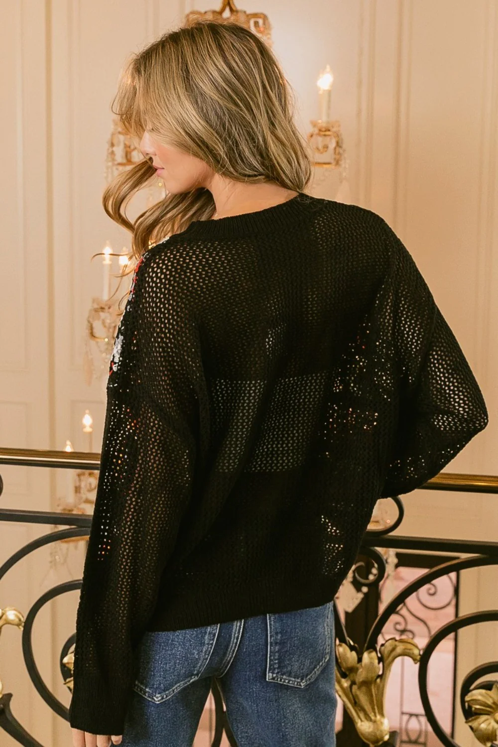 BiBi Granny Square Front Long Sleeve Top - Image 2