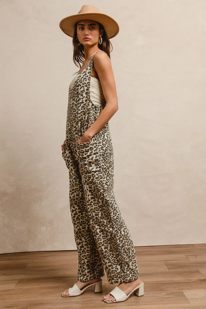 BiBi Leopard Print Adjustable Strap U Neck Jumpsuit - Image 4