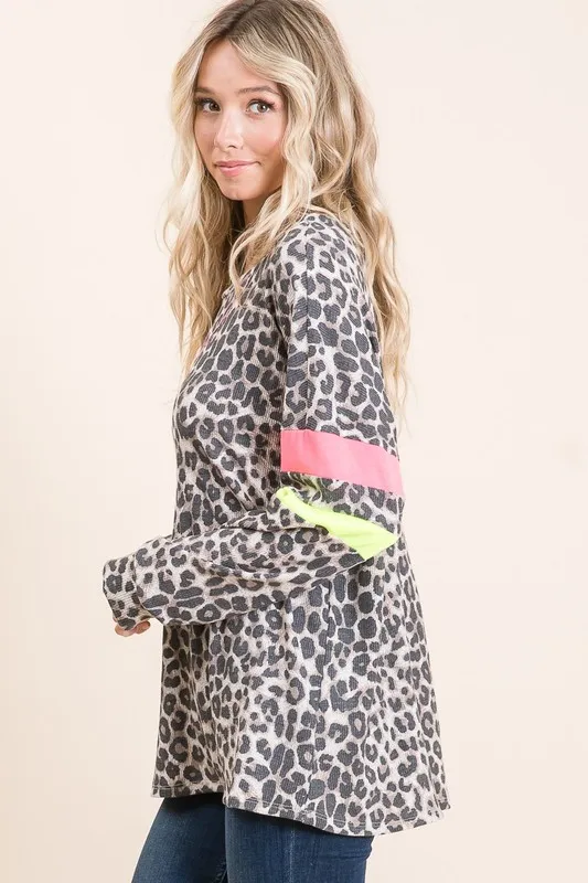 BiBi Leopard Thermal Top with Contrast Color Block - Image 3