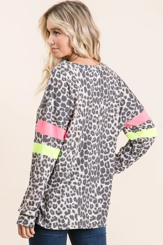 BiBi Leopard Thermal Top with Contrast Color Block - Image 4