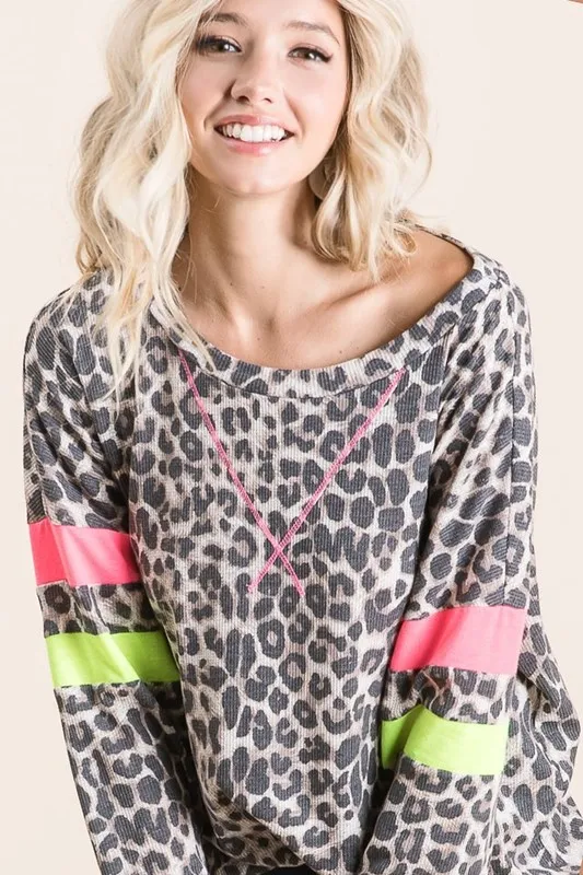 BiBi Leopard Thermal Top with Contrast Color Block - Image 5