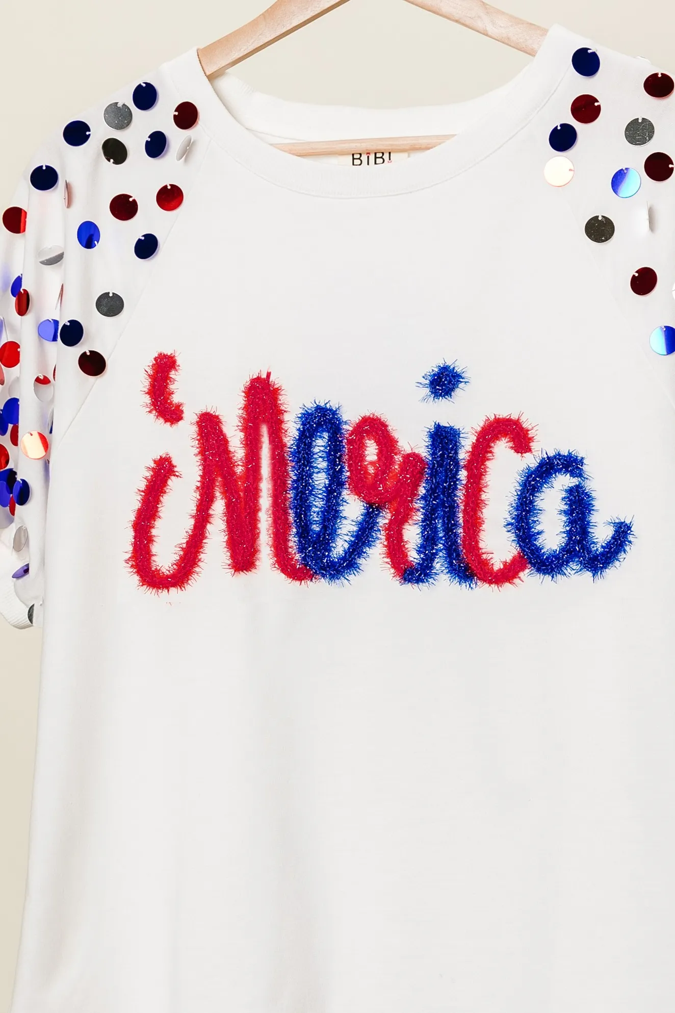 BiBi Metallic Letter Spangle Raglan Puff Sleeve Top - Image 9