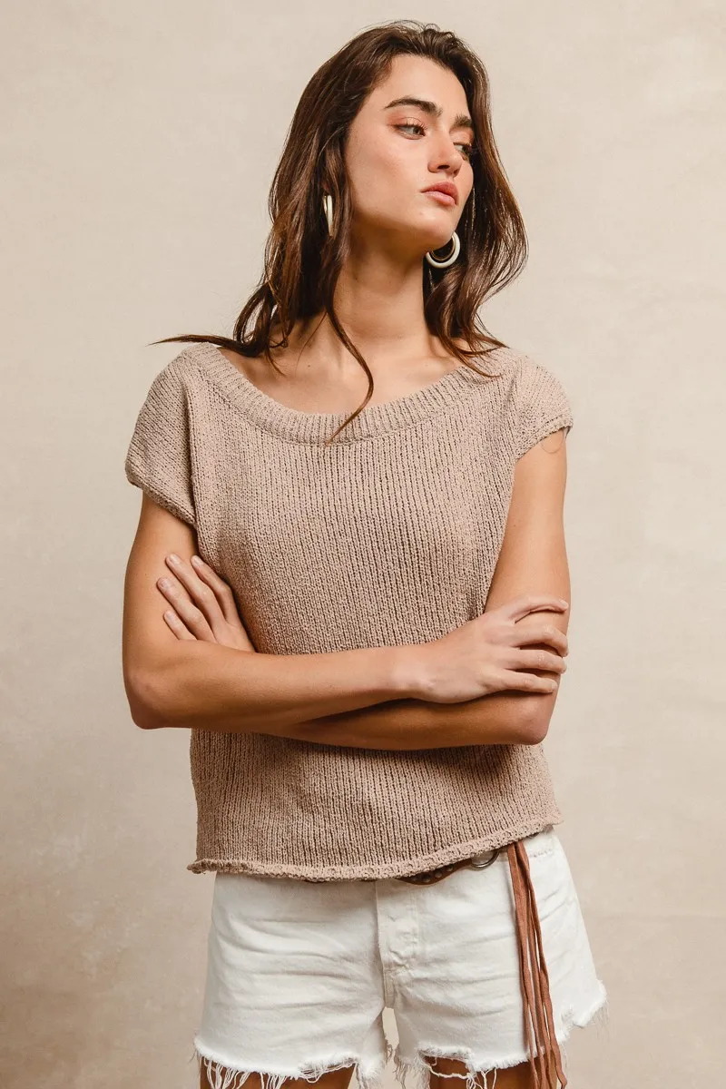 BiBi One Side Off Shoulder Knit Top - Image 3
