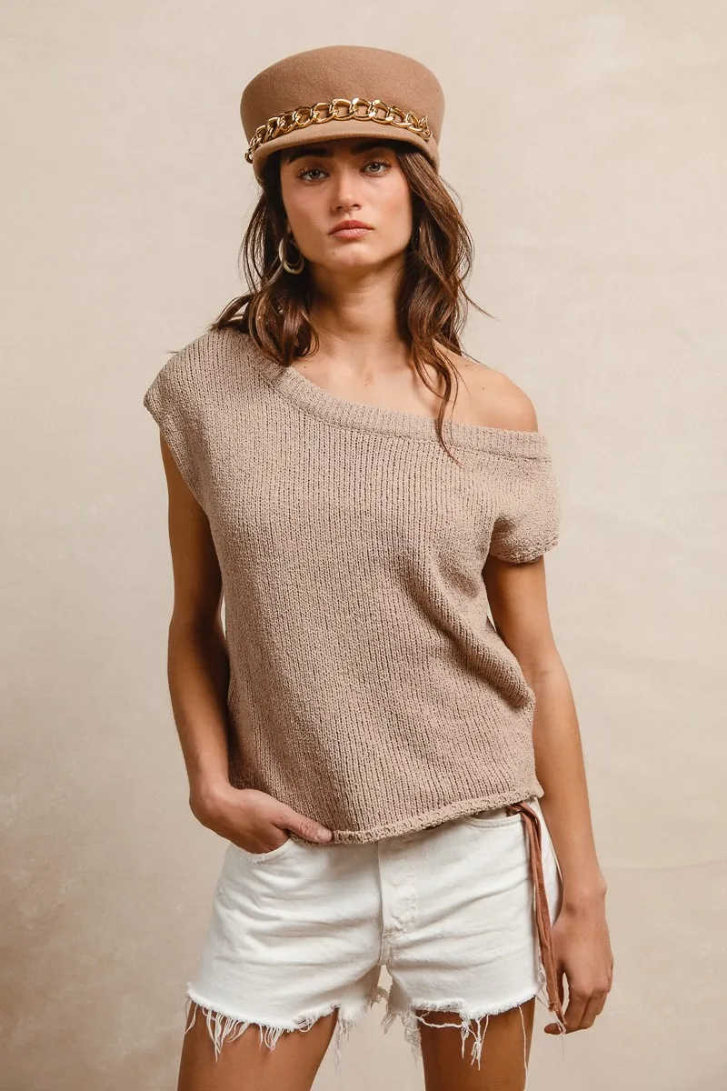 BiBi One Side Off Shoulder Knit Top - Image 4
