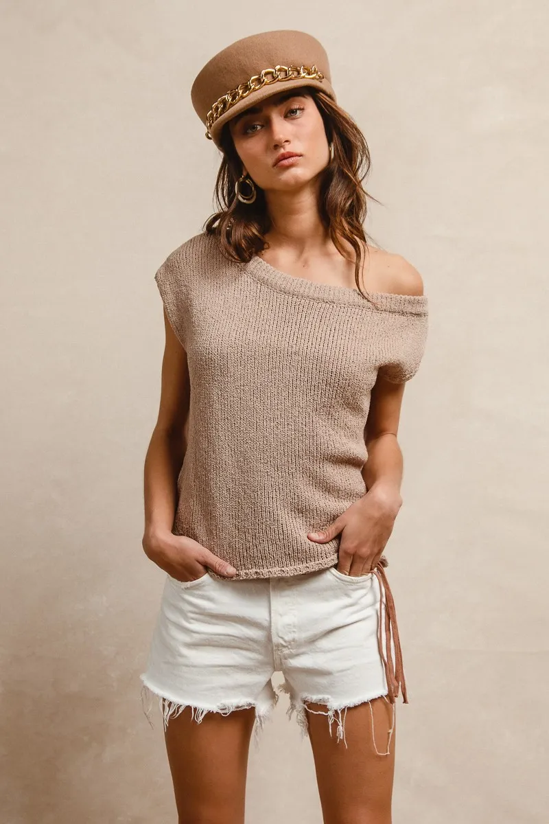 BiBi One Side Off Shoulder Knit Top - Image 8