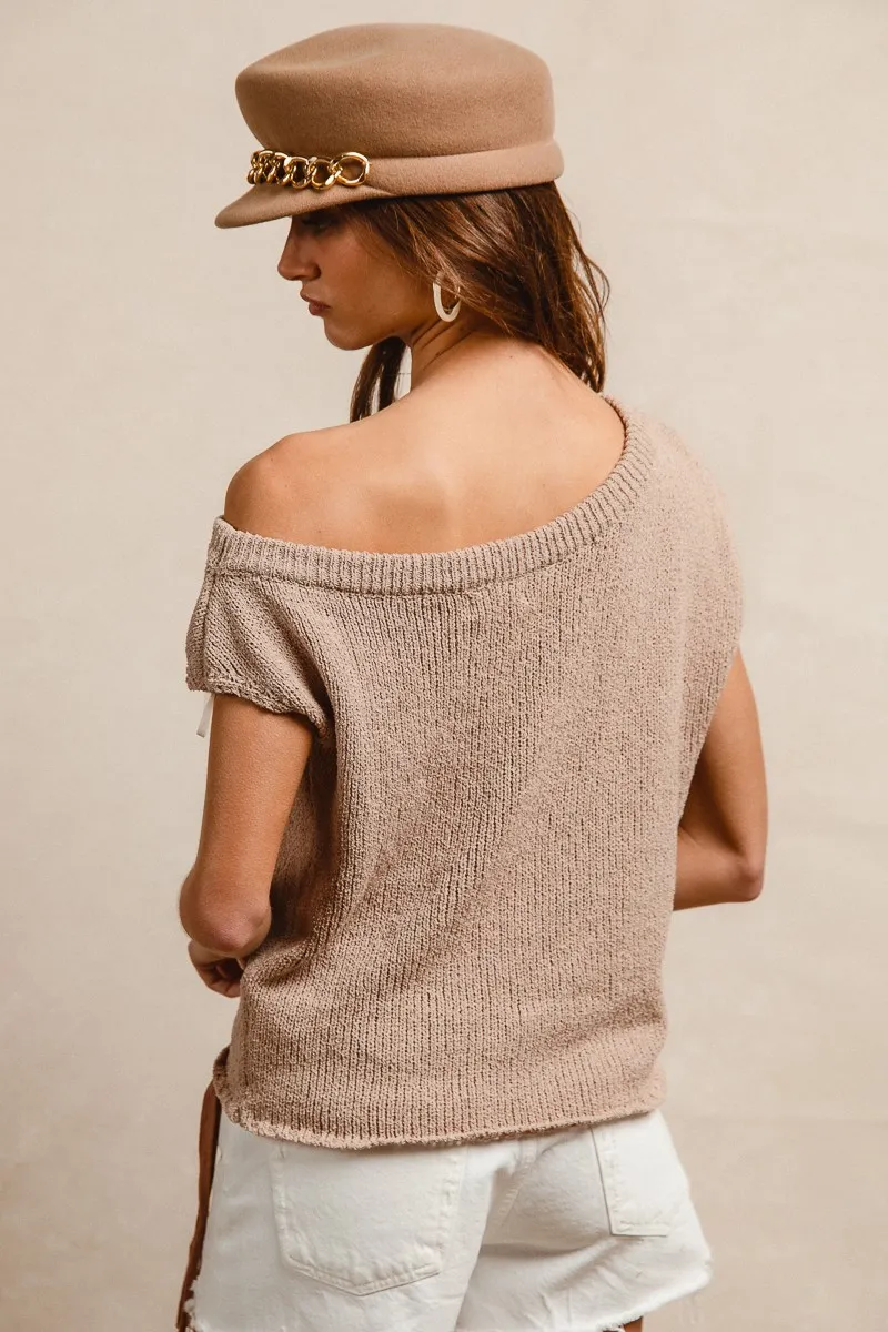 BiBi One Side Off Shoulder Knit Top - Image 9
