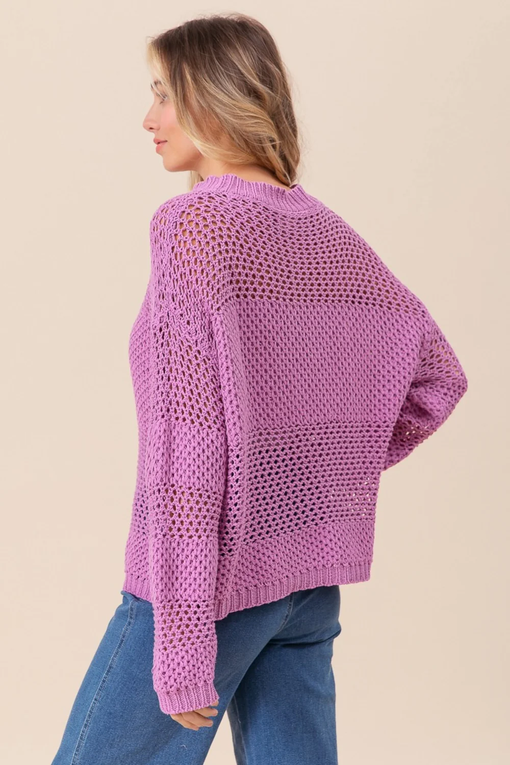 BiBi Openwork Long Sleeve Knit Top - Image 2