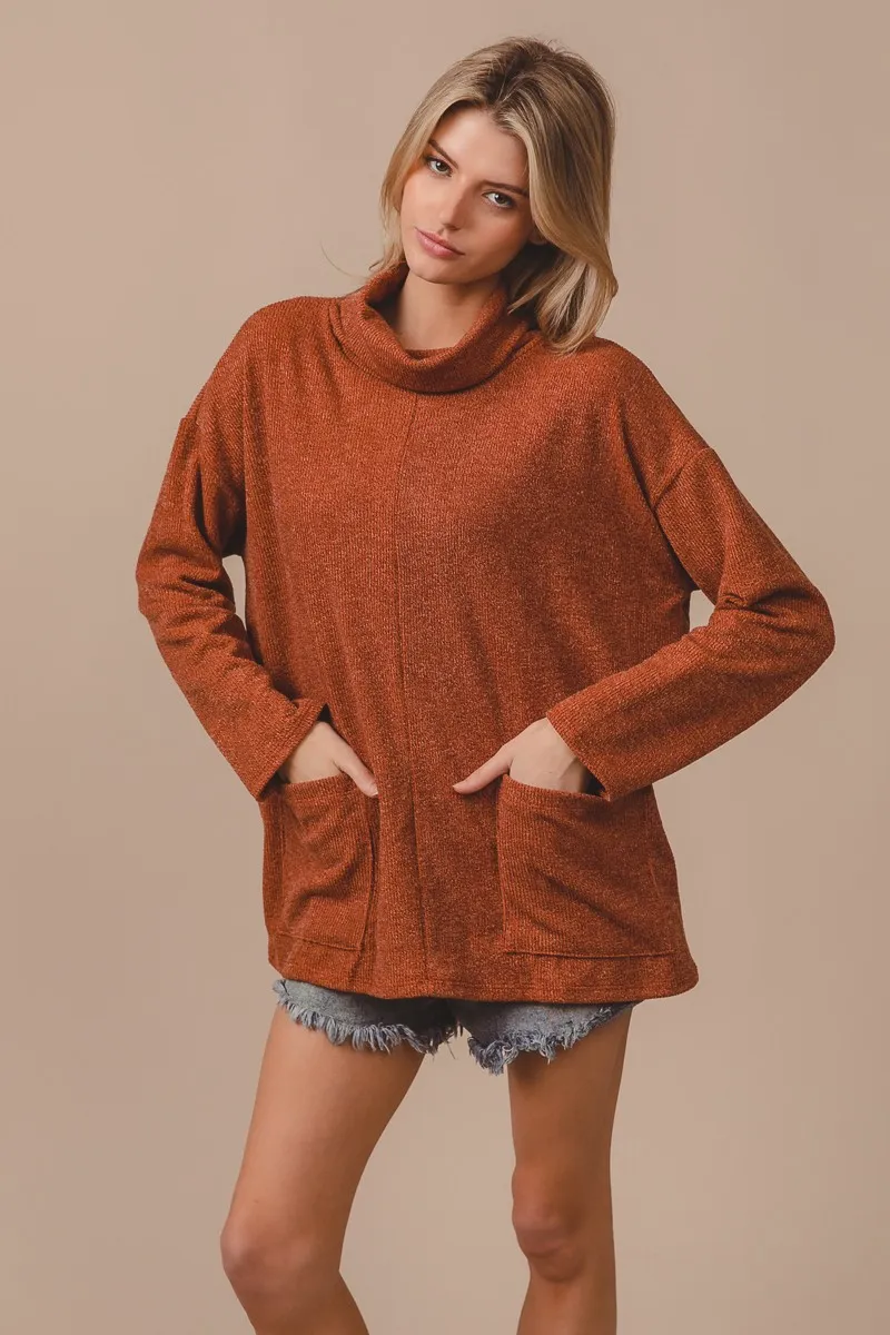 BiBi Piper Rib Double Pocket Turtle Neck Sweater - Image 7