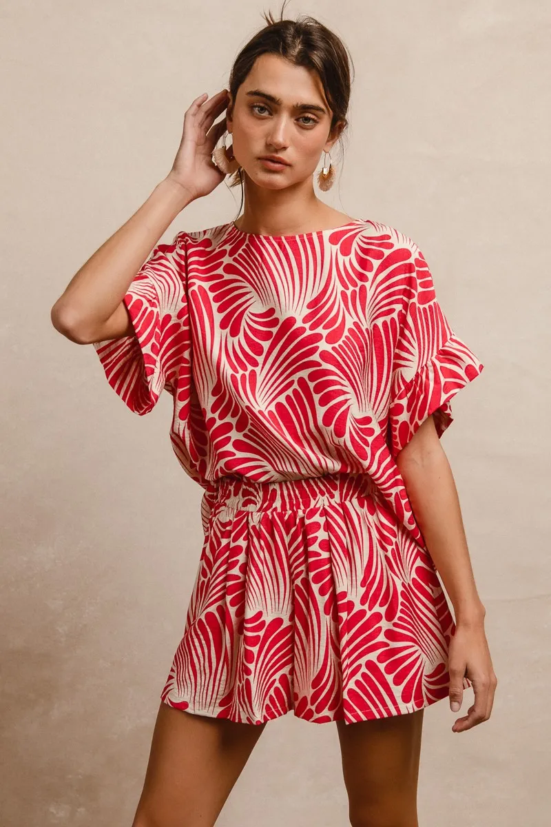 BiBi Print Woven Ruffled Sleeves Top - Image 4