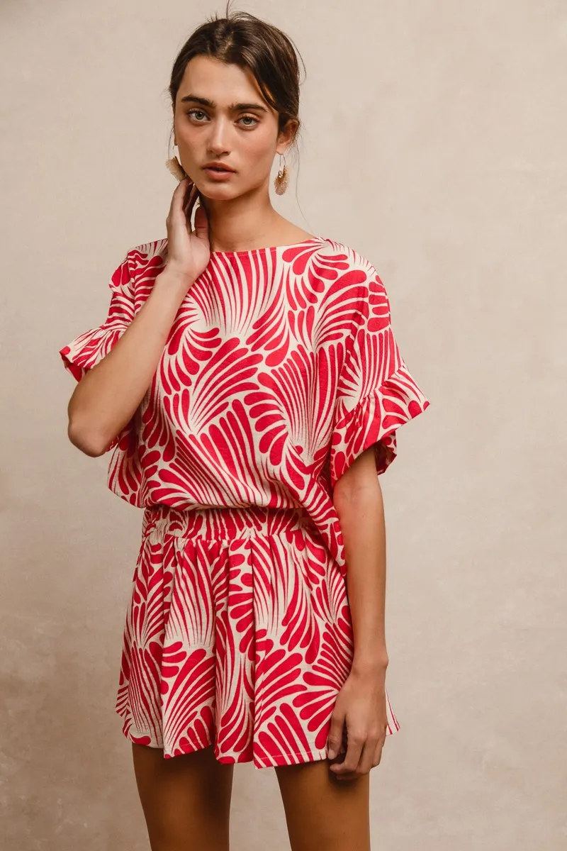 BiBi Print Woven Ruffled Sleeves Top - Image 6