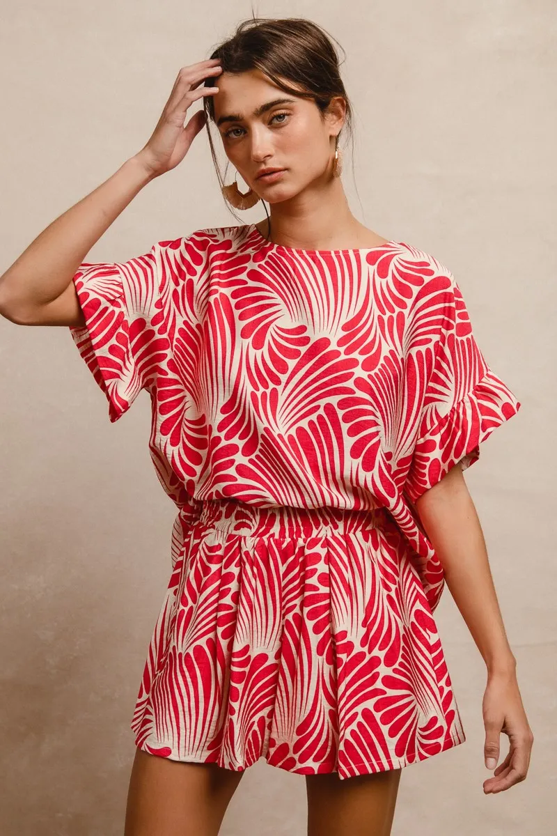 BiBi Print Woven Ruffled Sleeves Top - Image 7